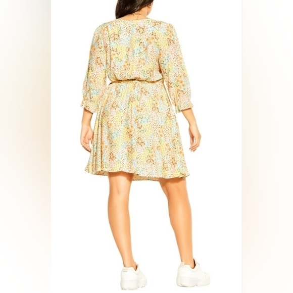 City Chic Bloom Floral Tie Waist Long Sleeve Dress - Picture 2 of 7